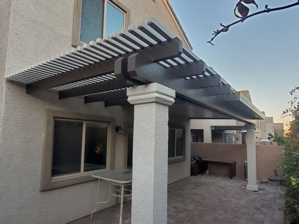 Dark solid and lattice combo patio cover